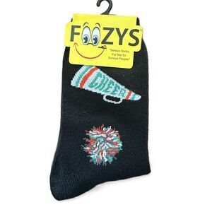 NWT Foozys Cheerleading Themed Graphic Casual Green Red Socks Women's One Size